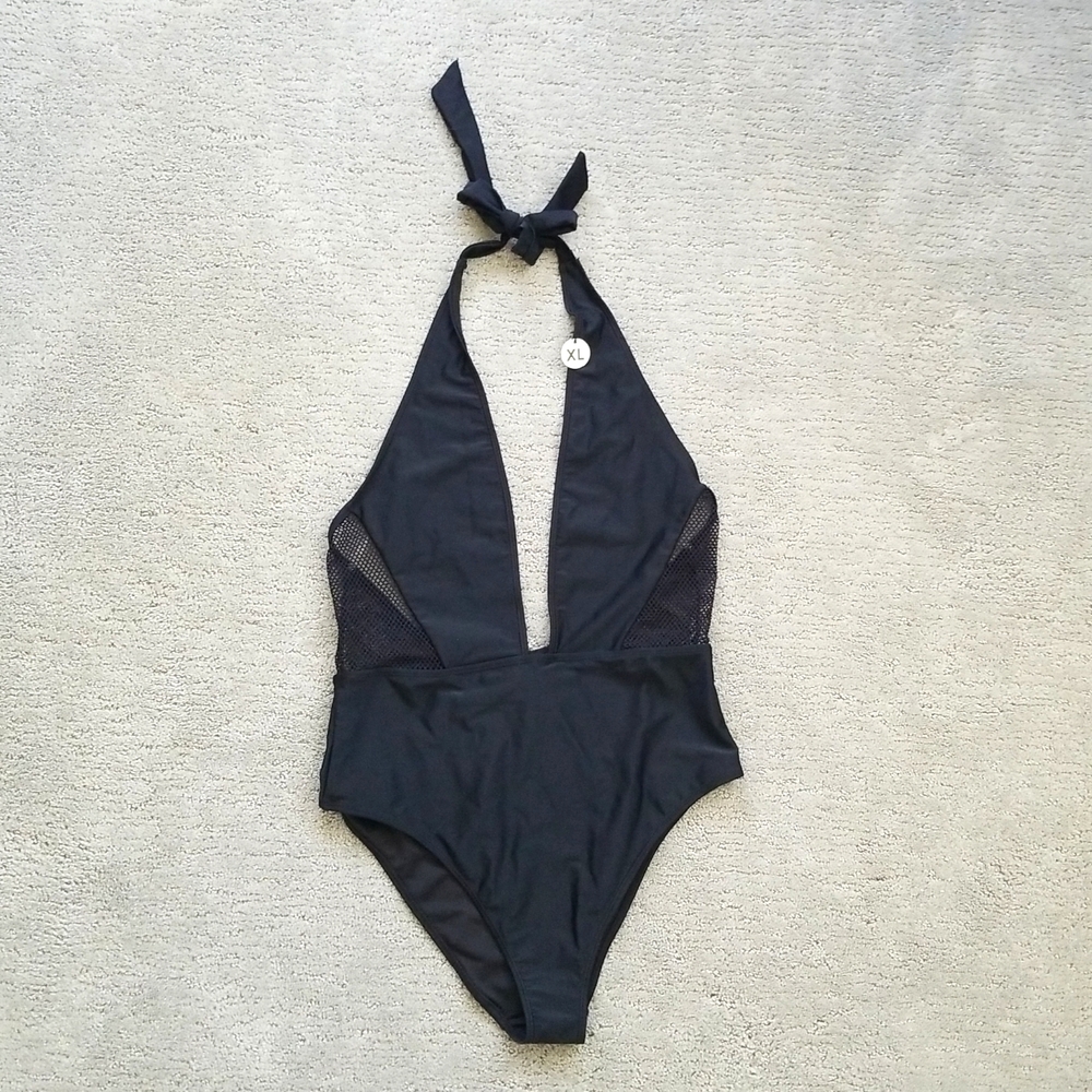 Black one piece bathing suit